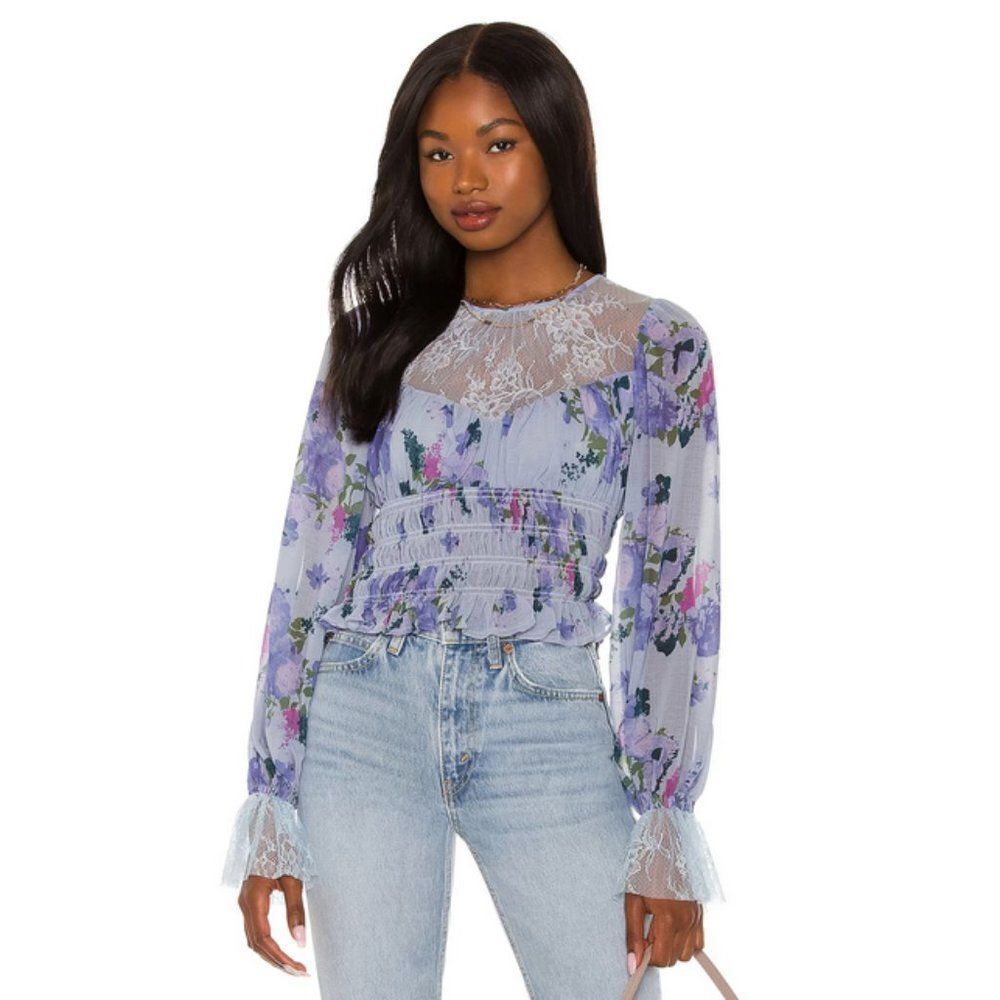 Free People Sz. M Daphne Mesh Blouse
